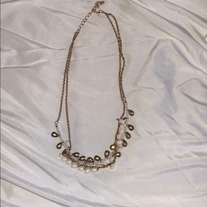 Layered Gold & White Stone Necklace